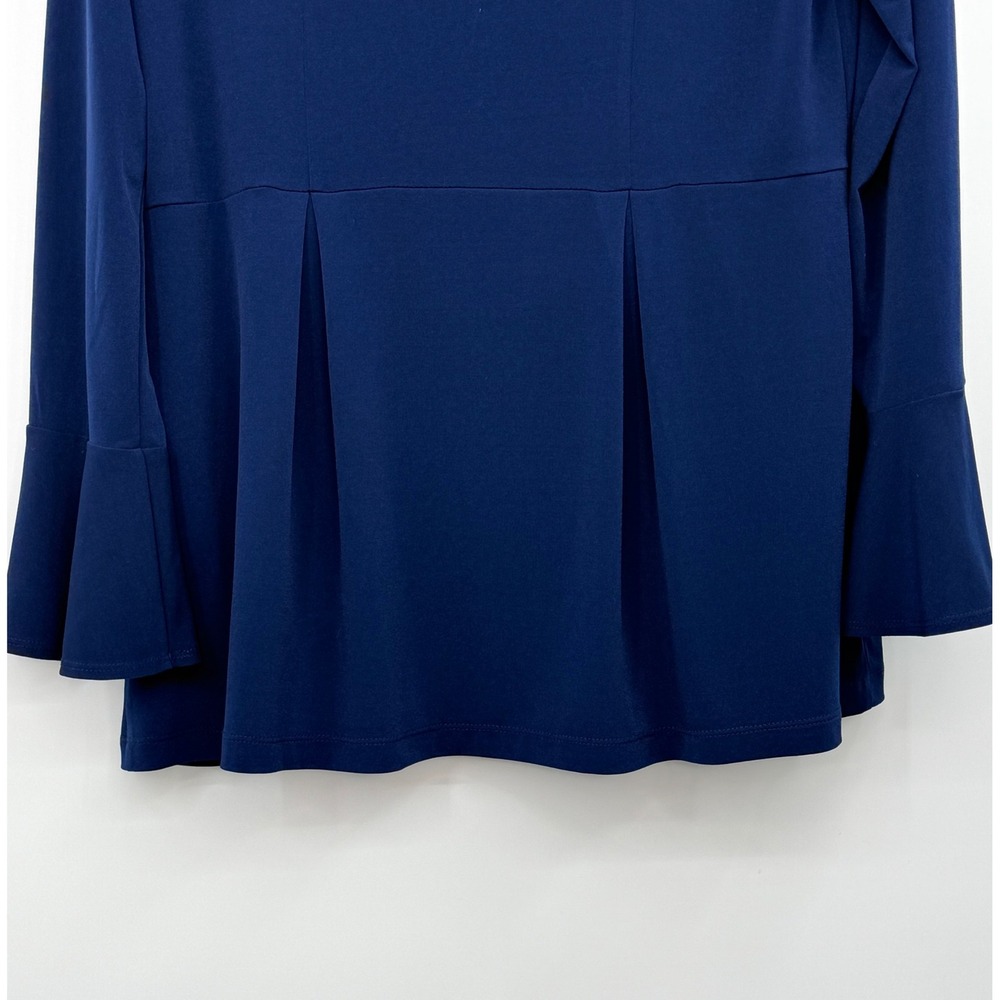 Susan Graver Open Knit Bell Sleeve Cardigan Blue Office Career Preppy - Picture 8 of 11